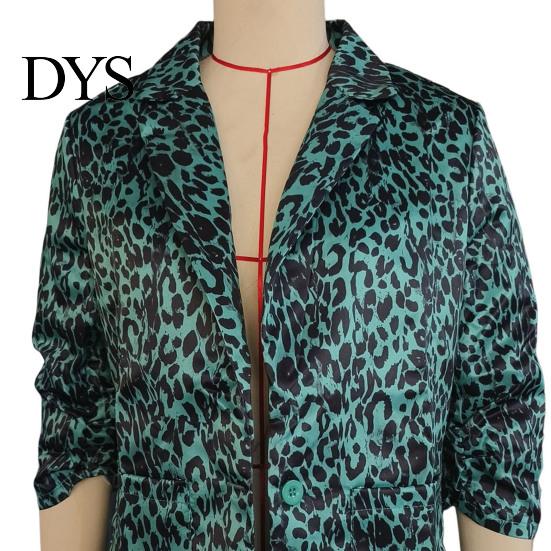 Lapel Suit Jacket Women Coat Long Sleeve Single Button Professional Color-Blocked Leopard Print Slim Fit Business Casual Outwear Comfortable