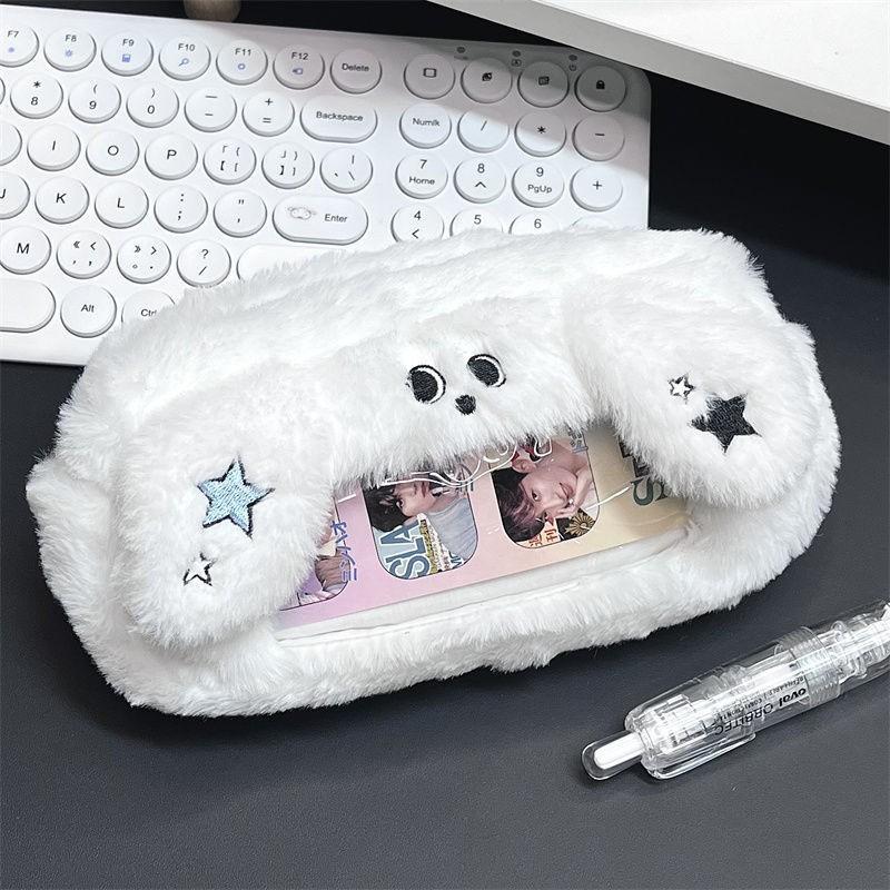 Plush Cat And Dog Pen Case With Large Capacity For Students And Makeup Storage