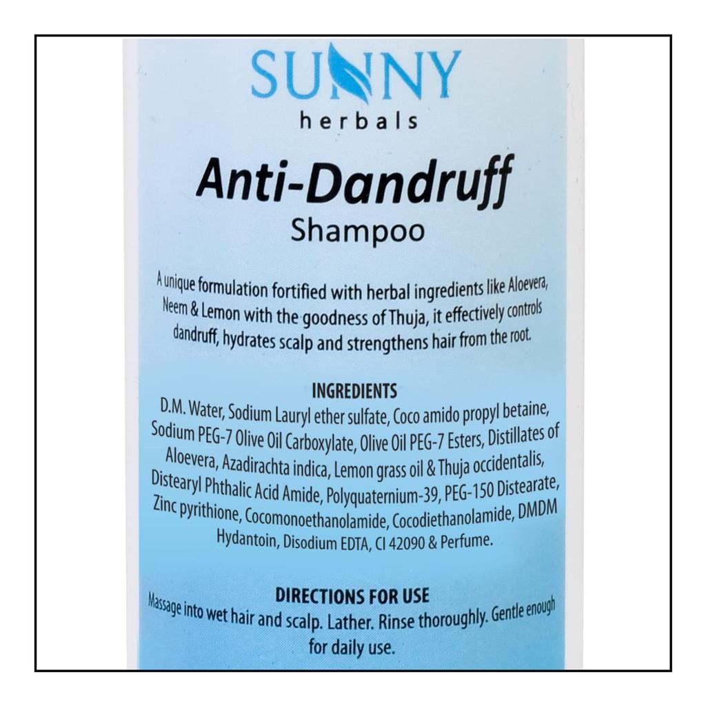 Sunny Anti Dandruff Herbal Shampoo With Neem, Lemongrass Oil & Thuja 150 Ml X Pack of 2 For Healthy Hair