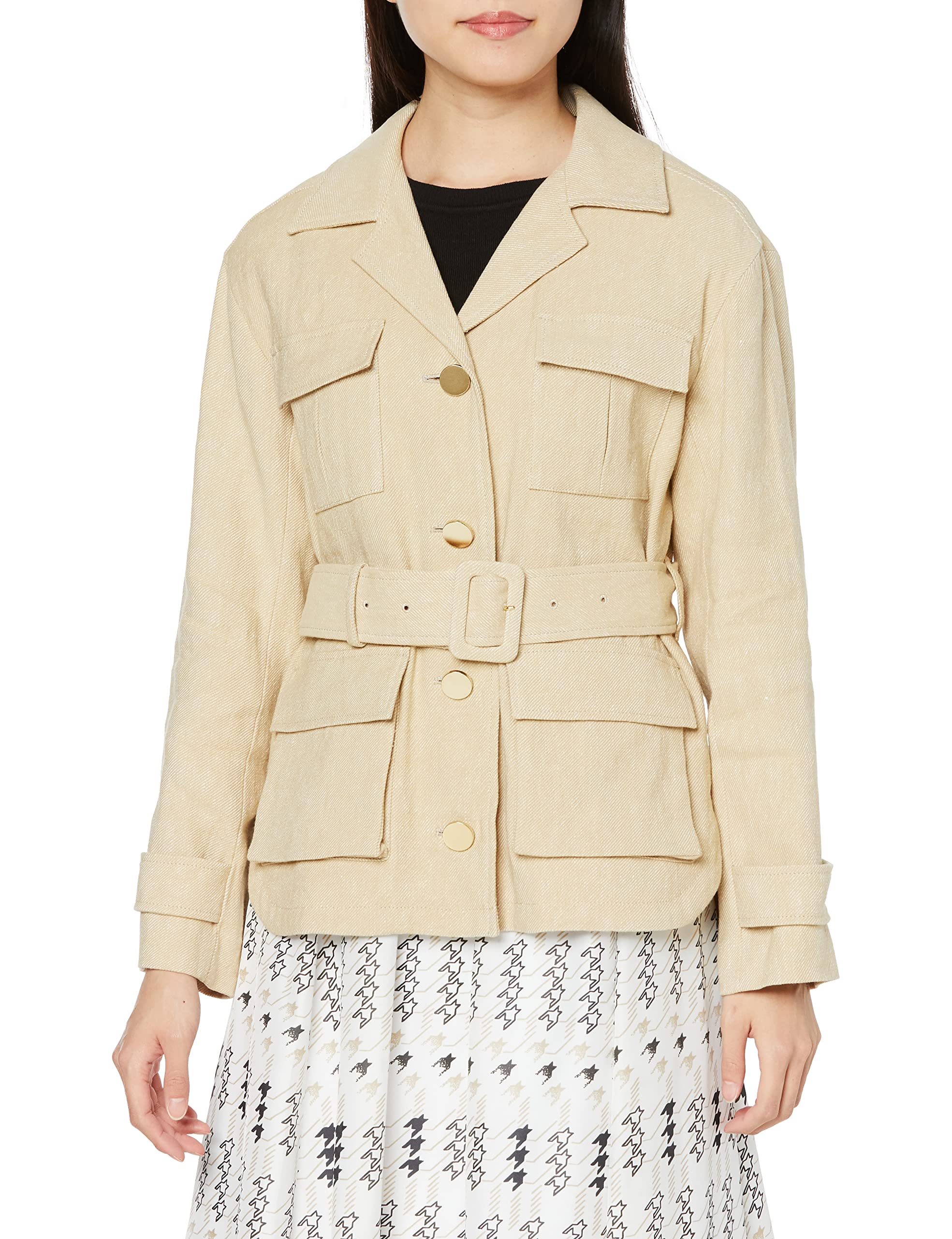 

Military Jacket Safari Jacket Beige Japan 36 to Japanese size [Grace Continental] L/co Women s (equivalent 7) бежевий
