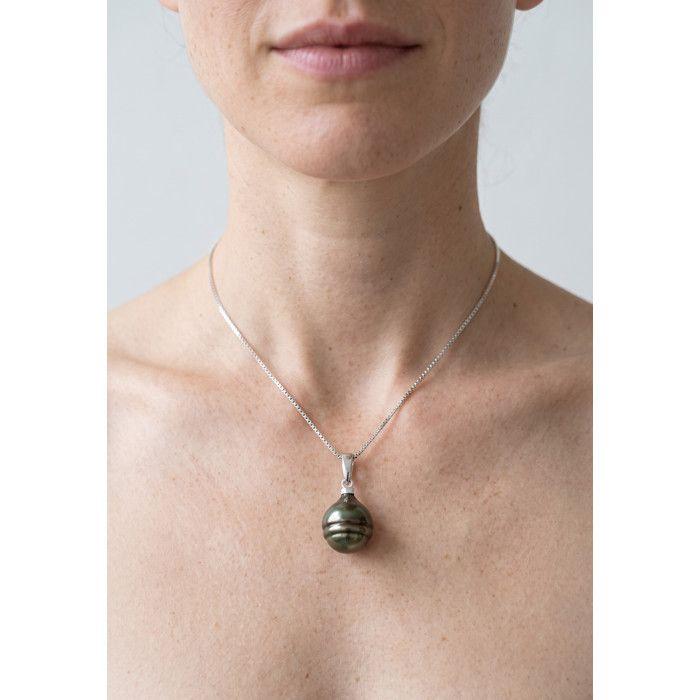 Pendentif - PEARLS & COLORS - Perle de Culture de Tahiti - Argent 925 - Perle 10-11 mm - Qualité A+