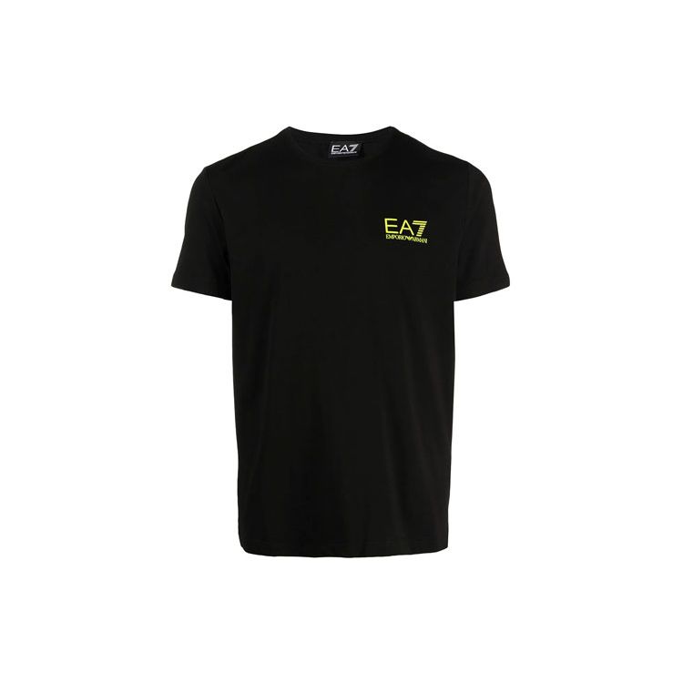Emporio Armani EA7 SS21 Logo Print Cotton Short Sleeve T-Shirt Men Tops Black 3KPT06-PJ03Z-1200