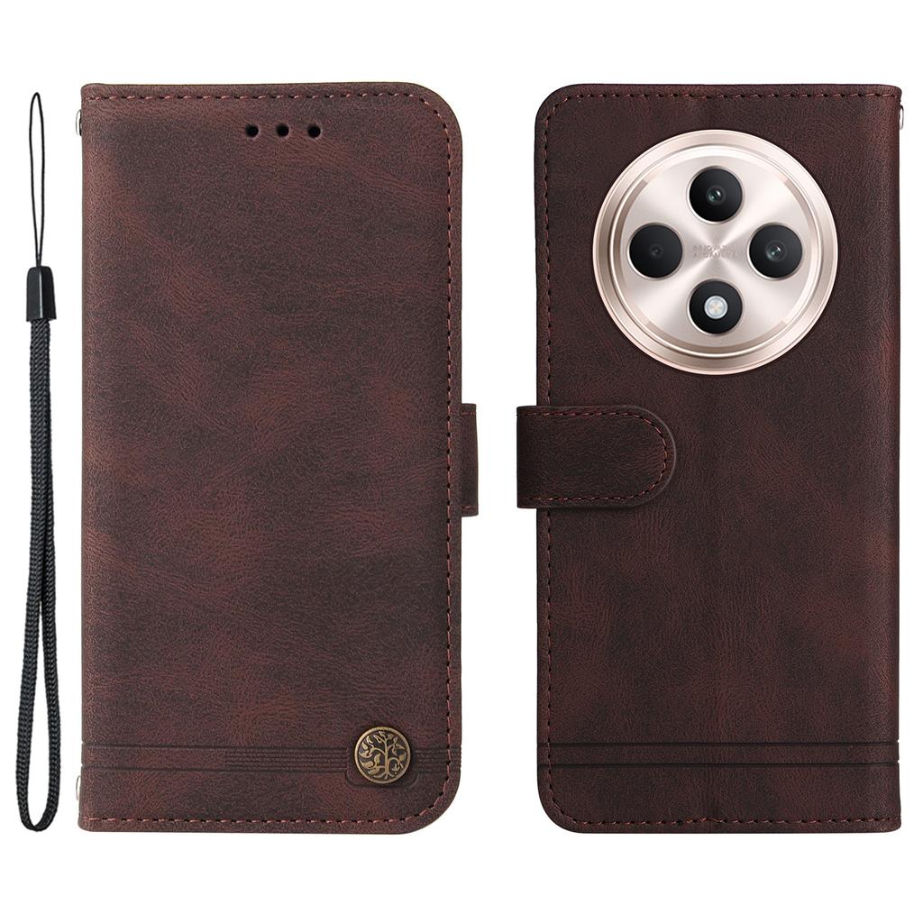 Für Oppo Reno12 F 5G Leder-Brieftaschenhüllen Hautgefühl Handyhülle Ständer mit Riemen