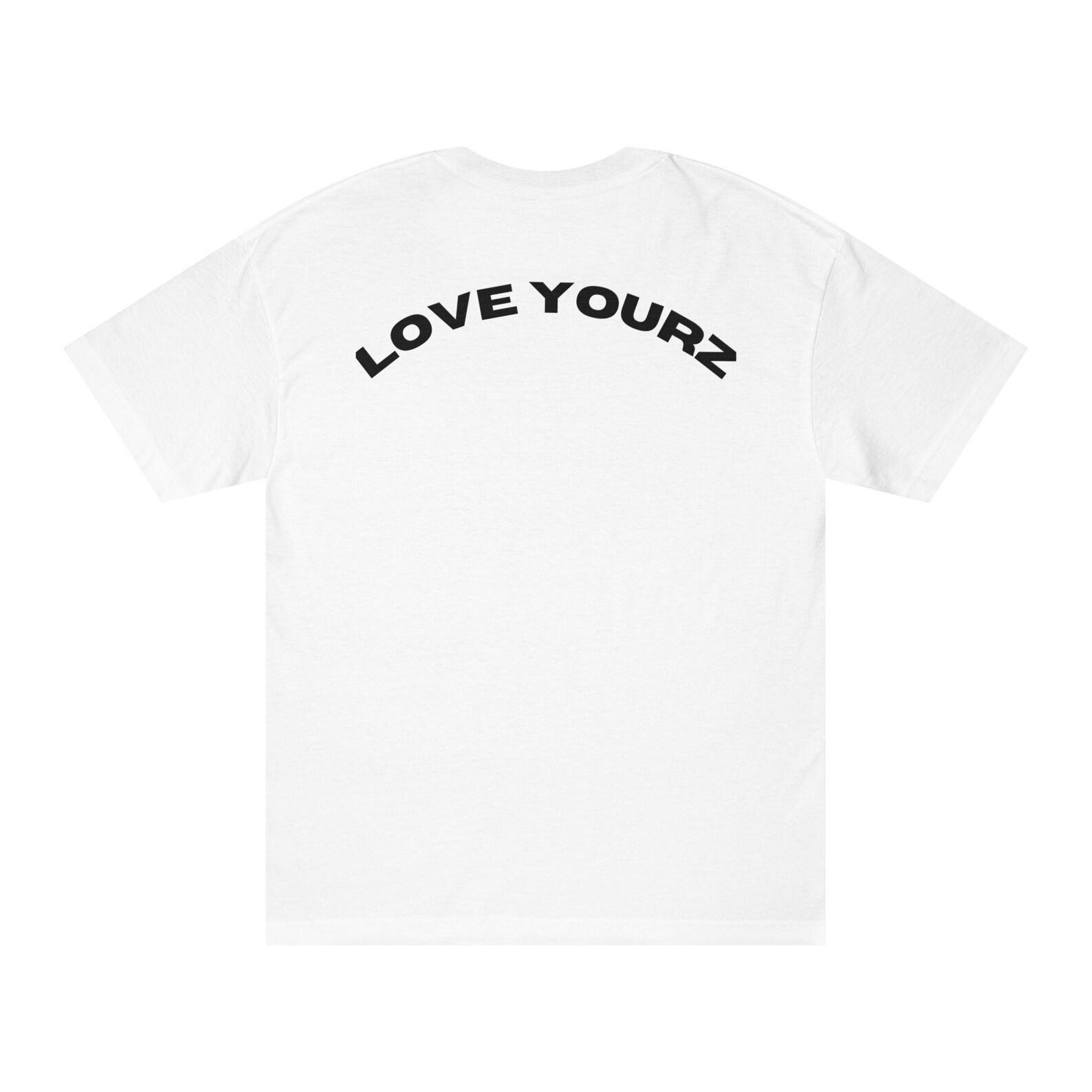 LOVE YOURZ Arched Back Graphic Tee – Minimalist Cotton T-Shirt L