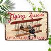 Vintage Flying Lessons Metal Sign  Humorous Aviation Decor In Retro Airplane Wall Art Perfect for Home  Office Unframed