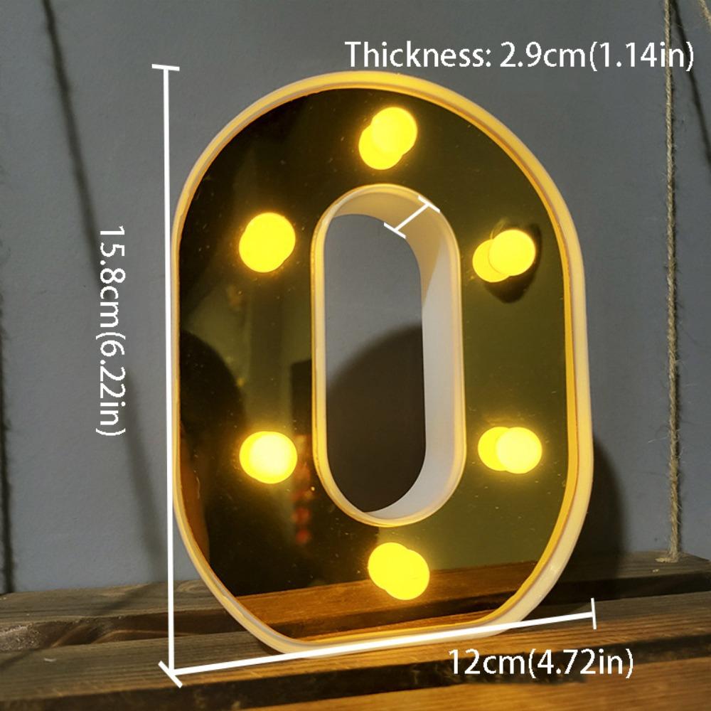 Gold 16CM Letters Lights Creative Mirror-Shaped Golden Numbers Led Lights Battery Powered Luminous Atmosphere Lamp