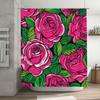 Vibrant Pink Rose Shower Curtain Bold Floral Print Bath Decor for Bathroom Remodeling Extra Long Water Repellent Fabric 72x84 In