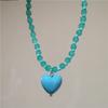 2026 New Color Beaded Chain Resin Heart Pendant Necklace For Women Girls Trendy Clavicle Chain Delicate Jewelry Gift