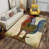 Colorful Artistic Rooster Illustration Rug Non-slip Rug Suitable for Living Room and Bedroom Sofas.