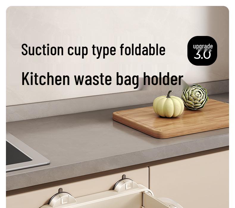 Meirui De Wall-Mount Kitchen & Bathroom Trash Can with Suction Cup and Hanging Rack