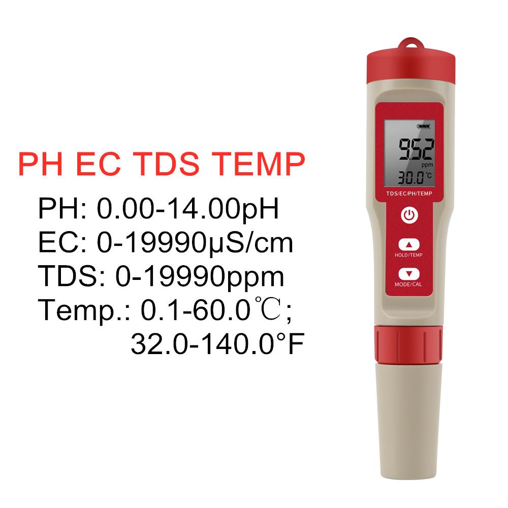 Multifunction Water Quality Tester PH/ TDS/EC /Salinity Tester LCD Digital Water Purity Temperature Meter for Pools Aquariums