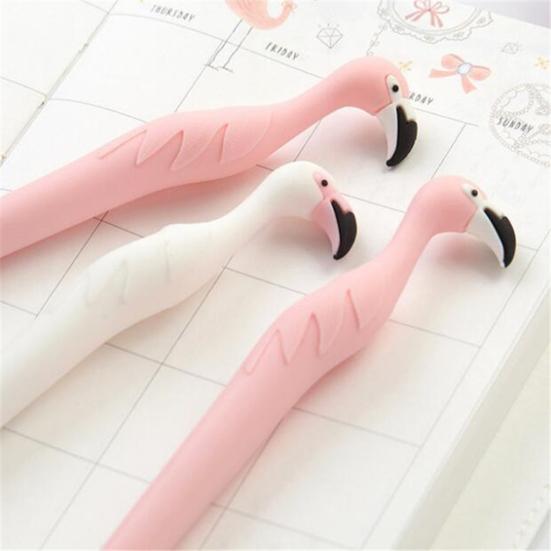 2Pcs Flamingo Silicone 0.5mm Gel Pen Student Stationery School Supply Black Ink