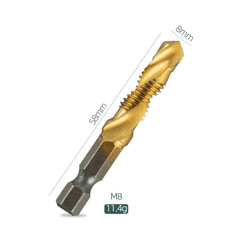 Yunbei Titanium-Plated High-Speed Steel Spiral Tap Drill with Hexagonal Shank