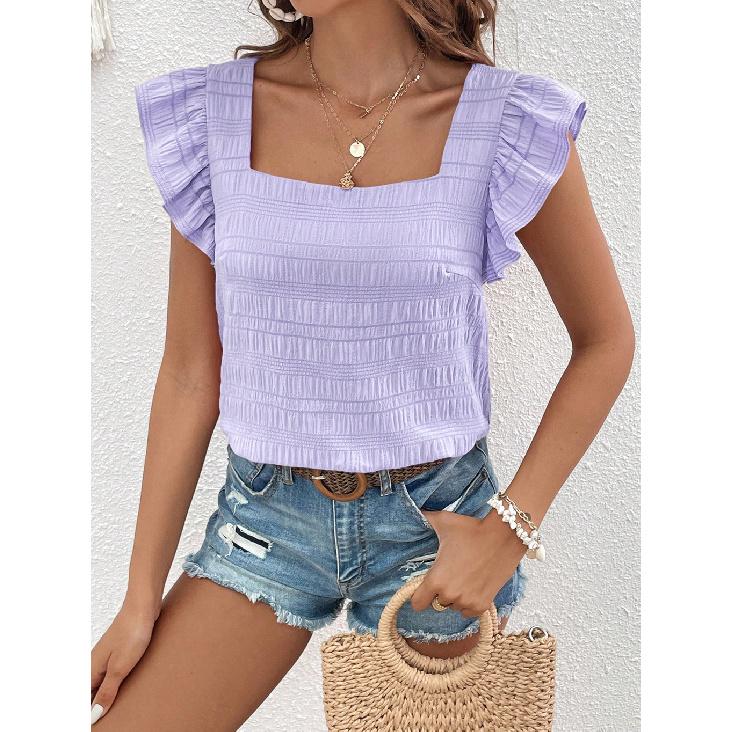 Spring And Summer New Style Daily Casual Fashion Commuting Comfortable Short Sleeved T-Shirt Jacquard Top Vest For Women