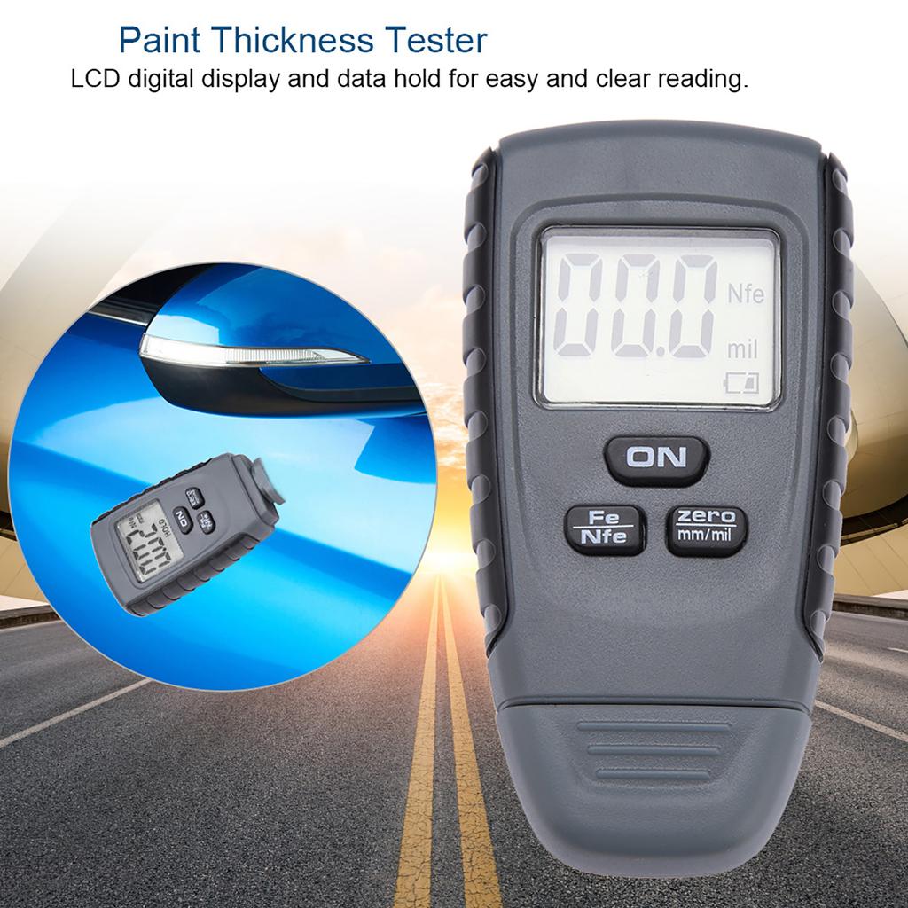 Car Paint Thickness Meter, LCD Digital Display Paint Thickness Tester Auto Coating Measuring Gauge Testing Instrument