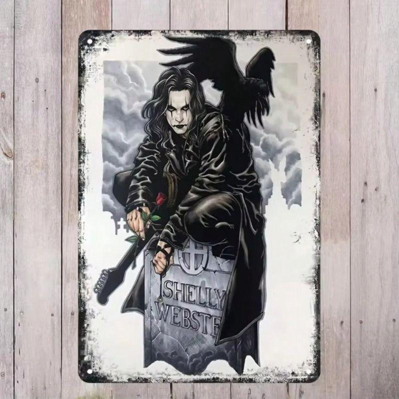 

Metal Poster Raven Rose Gothic Vintage Wall Art Home Garage Decor