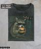 Funny Raccoon Eating Hamburger T-Shirt,Cursed Meme Shirt,Animal Meme Graphic Shirt,Weird Raccoon Shirt,Gen Z Gag Gift,Silly Raccoon Shirt