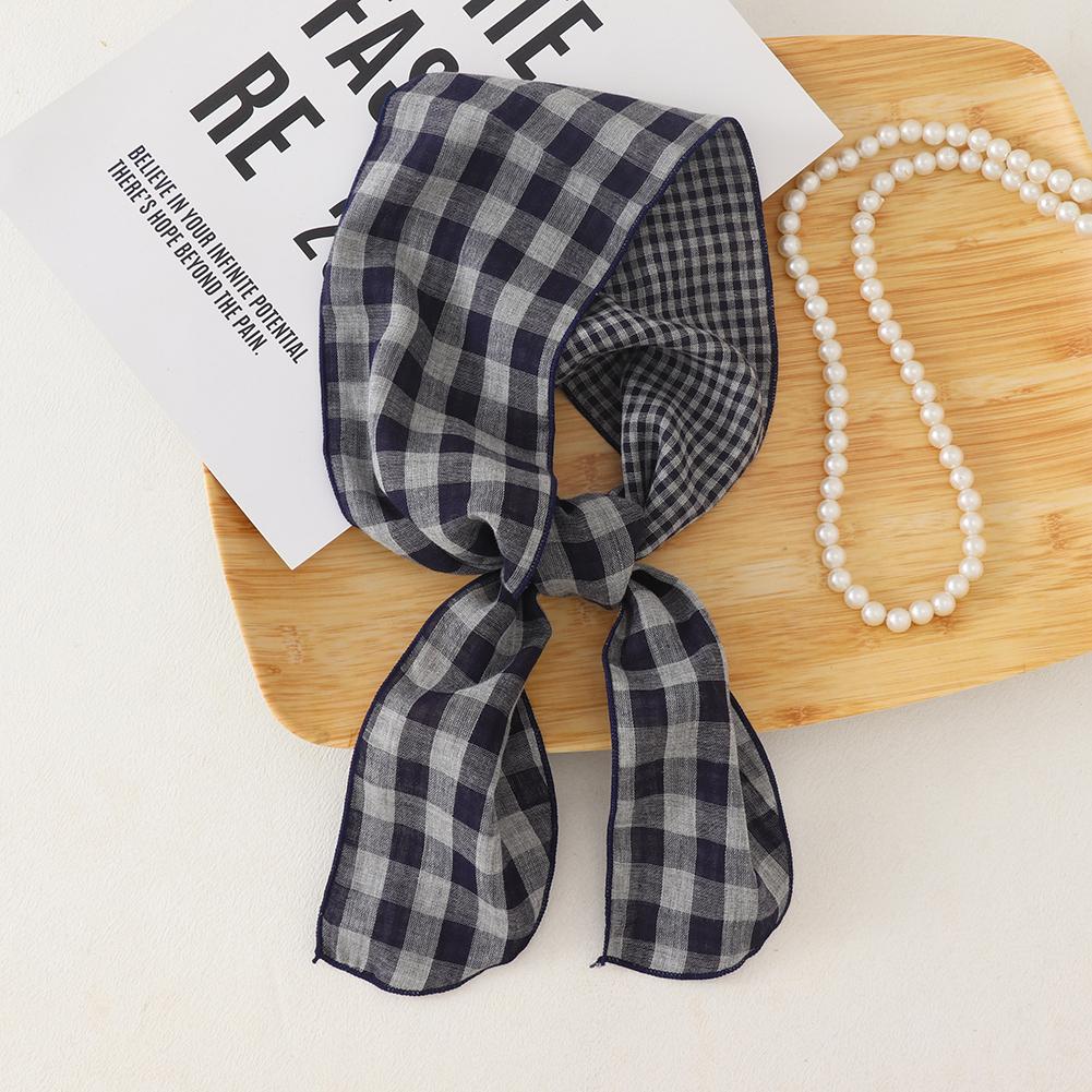

British Cotton Skinny Plaid Scarf Fashionable Outfit Hairband Necktie Scarf Small Shawl Headscarf Neck Protection Scarf 11X120Cm 11x120cm