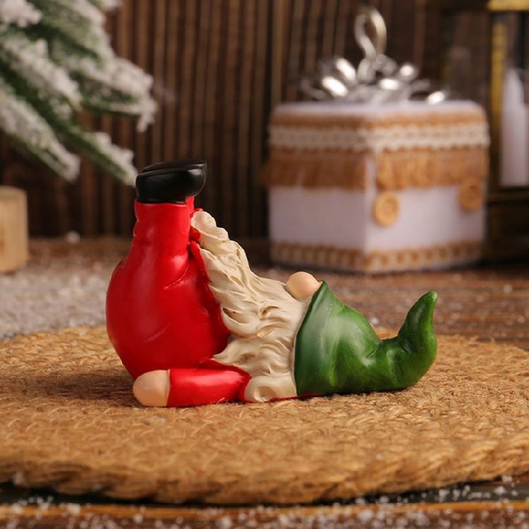 Traditional Santa Figure Ornament Christmas Santa Hat Resin Sculpture Statue for Christmas Home Decoration
