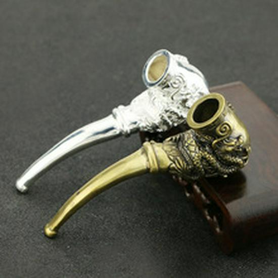 Men's Frosted & Polished Dragon Head Hand-Woven Bracelet In Retro Copper-Plated Silver