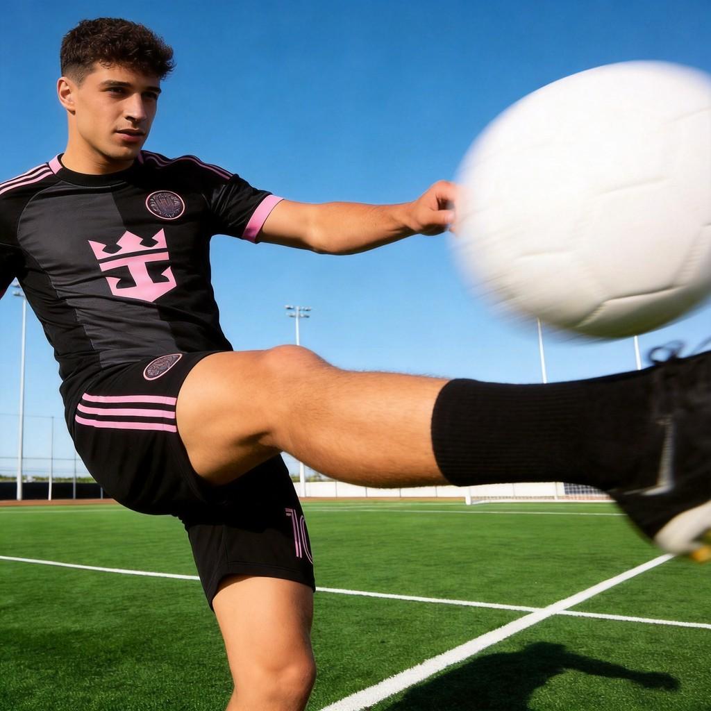 Miami Black Sport Socks T Shirt Shorts Childrens Soccer Uniform With Polyester Fabric And Breathable Design For Kids Sports