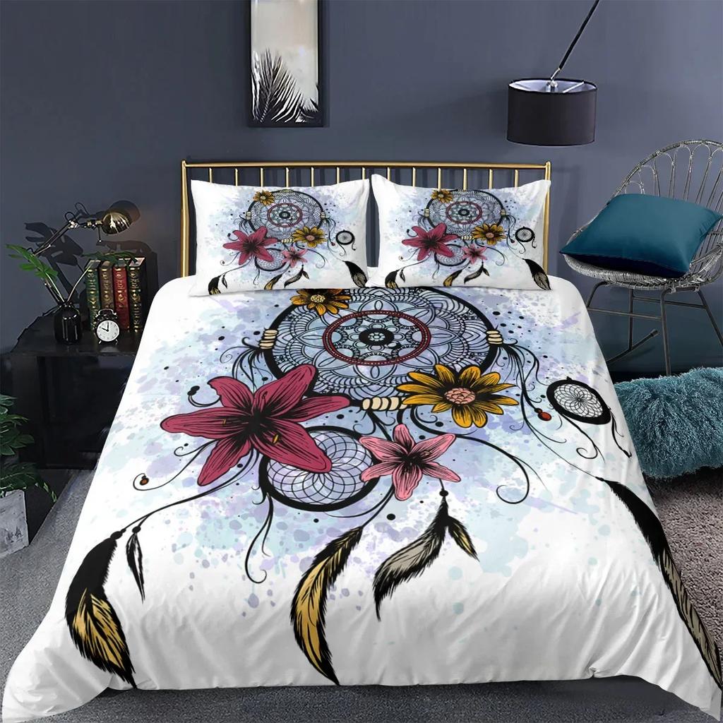 Comforter 3Pcs Dream Catcher Bedding Set Elegant Bohemian Ethnic Single Double King Comforter