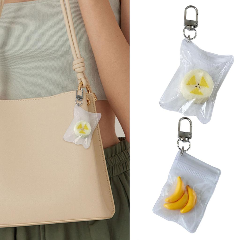 Stylish Banana Keychain Kawaii Fruit Design Durable Alloy Charm For Girls Women Fashion Accessories