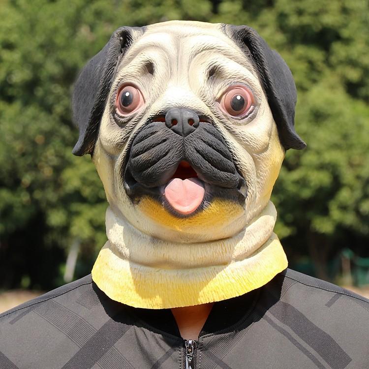 Halloween latex mask Animal Pug Head Mask, Shar-Pei Dog Head Cartoon Cute Mask, Popular Product Average Size