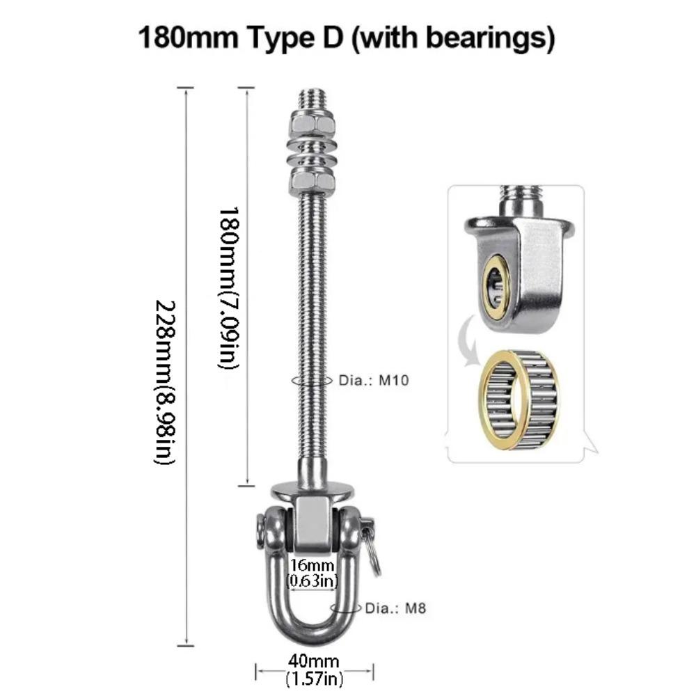Heavy Duty Swing Hook Stainless Steel Easy Installation Yoga Hammock Hook Threaded Shaft Durable Hammock Hook Porch