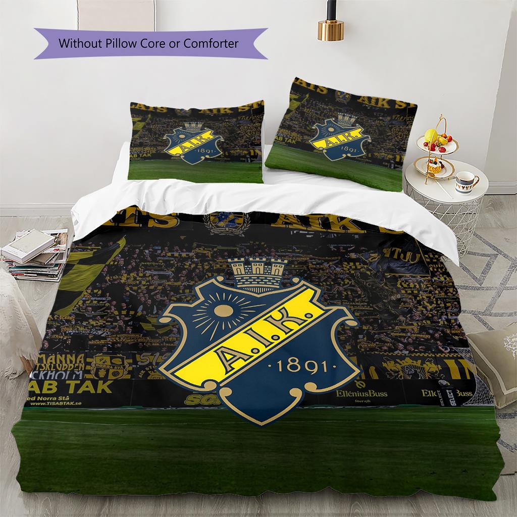 FC AIK Pattern Bedding Home Decoration Birthday Gift (1 * Duvet Cover + 2 * Pillowcase, Without Core)