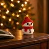 Festive Snowman Decor 3D Printed Knitted Figurine, Christmas Statue with Red Knit Decorative Hat and Scarf, Mini Sculpture for Holiday Desk Decoration