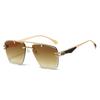 Frameless Gradient Sunglasses: European & American Style with Metal Texture