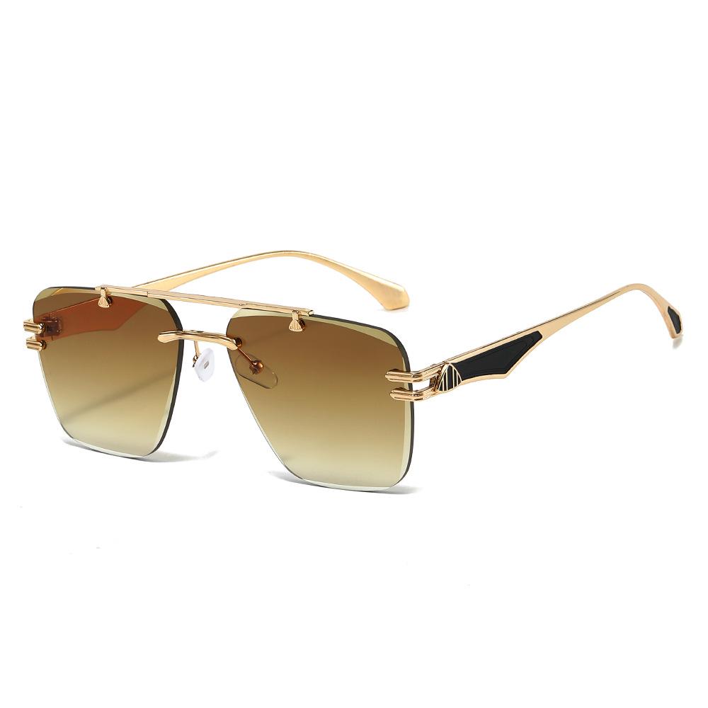 Frameless Gradient Sunglasses: European & American Style with Metal Texture