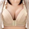 Plus Size Front Closure Wire-Free Bra for Middle-Aged & Elderly: Side Support, Comfortable Thin Cup, Perfect for Moms