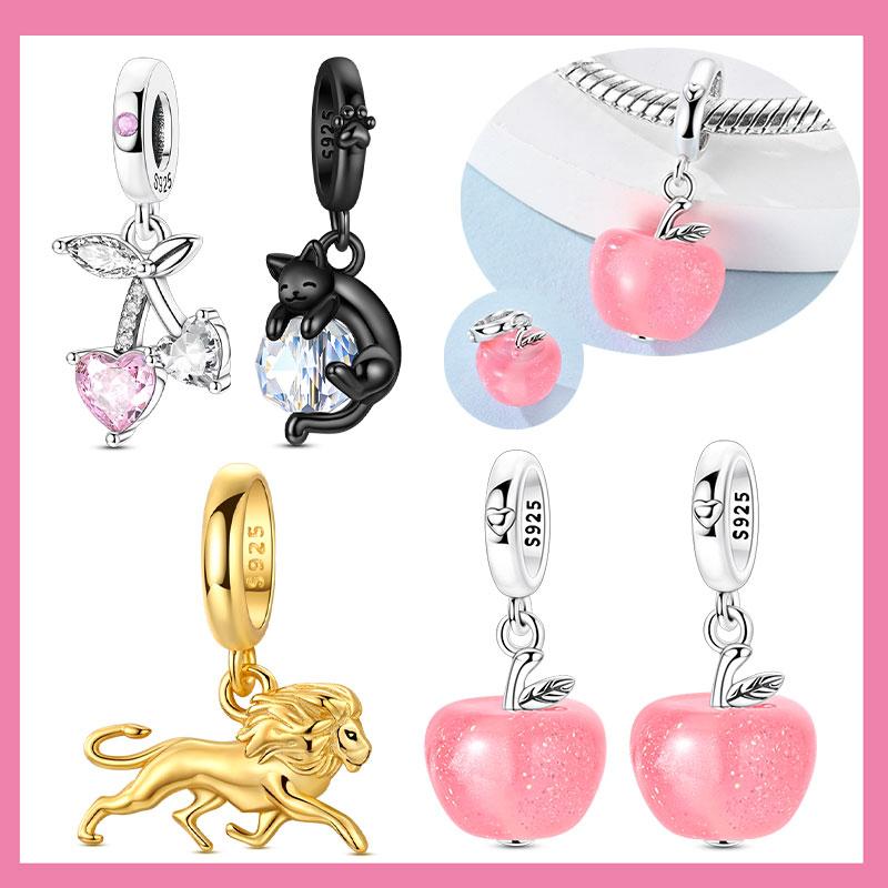 Copper Metal Pink Heart Cherry Lion Light Turns Red Apple Charm Bead Components Bead Components Pendant Bead Component Designed For Authentic