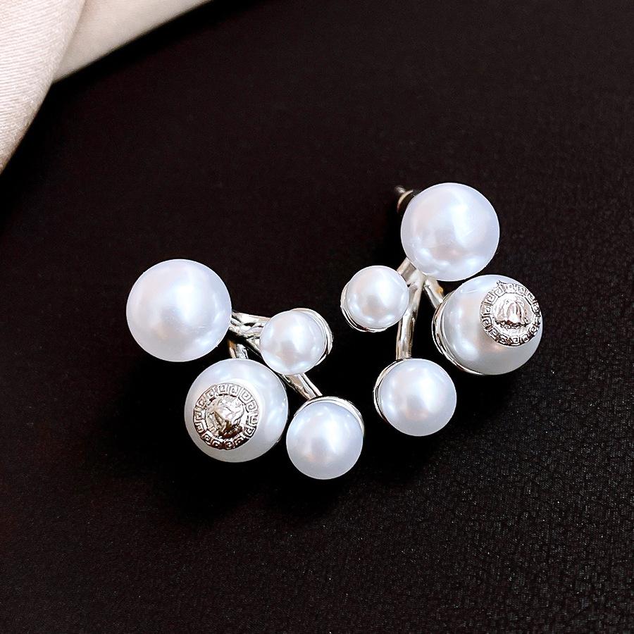 Silver needle French retro round tree branch pearl stud earrings simple temperament earrings earrings women