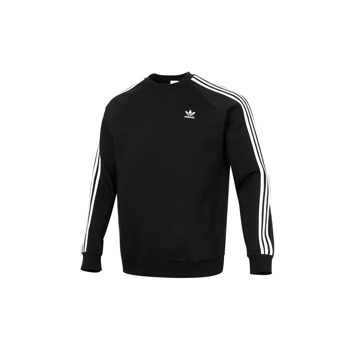 Adidas Originals 3 Stripes Sweatshirts Men s Black Crew Neck Moderate Regular GN3487 XXL