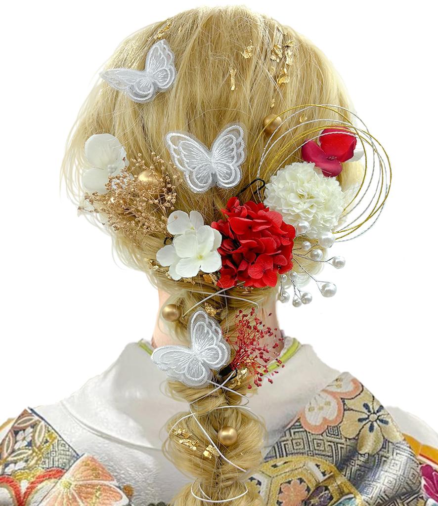 Baramoly Hair Ornament for Gold Lace Pearl Ping Pong and Antique Hydrangea Berry Popular and Perfect for Photo and other Japanese including and