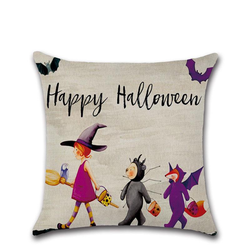 

Case Halloween Pillow Sofa Cushion Cover Home Decoration Pumpkin Linen Throw D