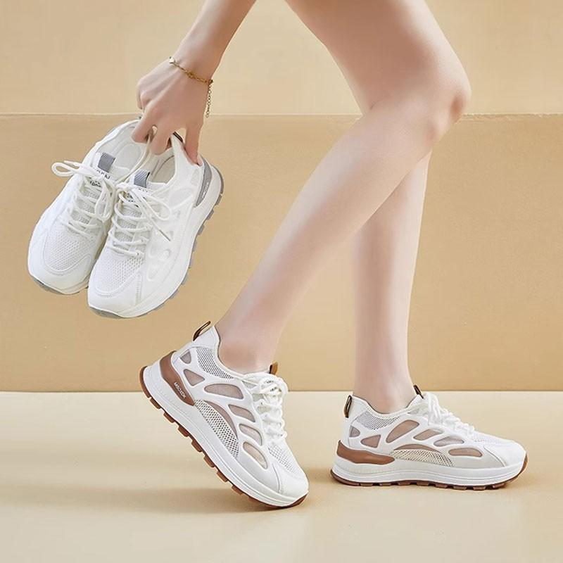 New women's 2025 summer student sports and leisure mesh sandals breathable thin thick-soled heightening women's shoes
