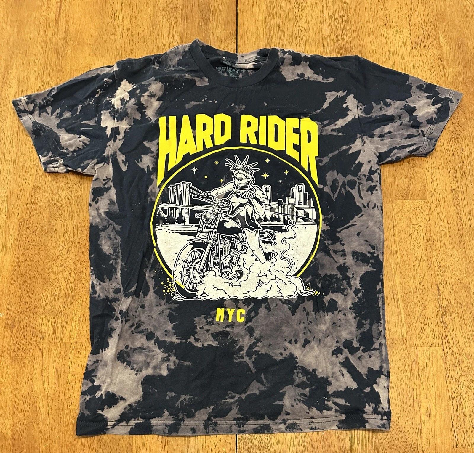 Hard Rider NYC Motorcycle T Shirt Medium Statue Of Liberty Acid Wash Tie Dye M
