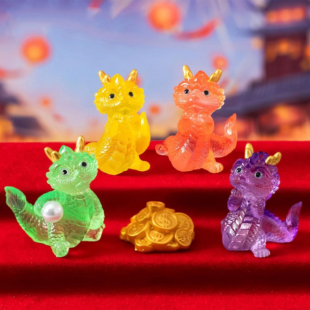 Cute New Year Dragon Figurine Decoration Transparent Miniatures Resin New Home Year Mascot Chinese Decor 2025 Decoration O9G6