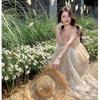New Cinderella Romantic Heavy Industry Embroidery Suspender Long Dress Collar Lace Splicing Travel Vacation Long Dress