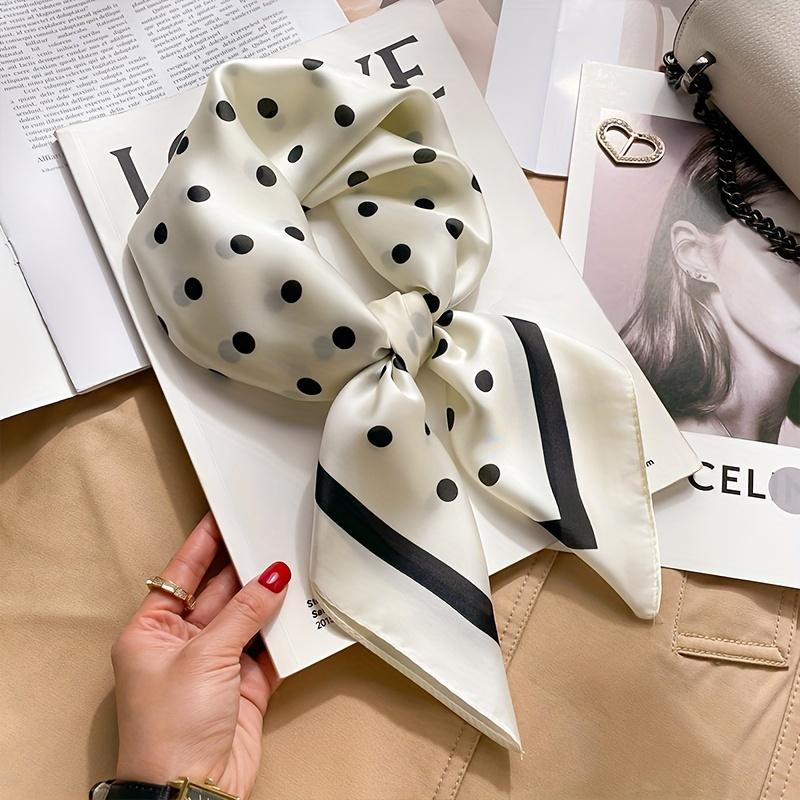 Elegant French Square Scarf Unique Printed Neck Shawl Stylish Multi-Functional Bandana Neck Protector Simulated Silk Scarf