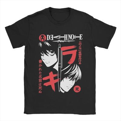 Herren T-Shirts Deaths Notes Lässig 100% Baumwolle T-Shirts Kurzarm L Lawliet Yagami Light T-Shirts Rundhals Kleidung 4XL 5XL 6XL