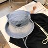 Washed Denim Outdoor Hiking Hat Women Hiking Big Head Circumference Bucket Hat Sunshade Sunscreen Western Denim Hat