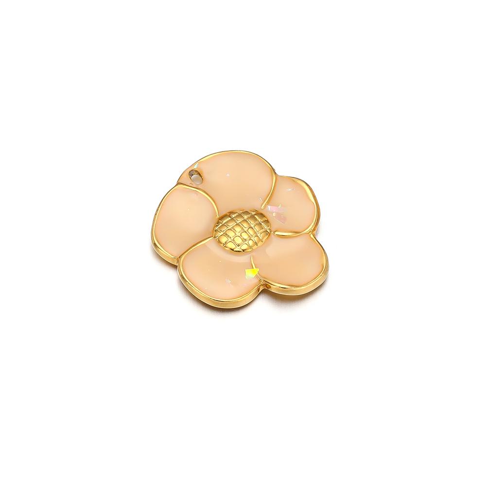 5pcs Stainless Steel 18K Gold Color Enamel Colorful Flower Charms Pendants for DIY Jewelry Necklace Making Bracelets Accessories