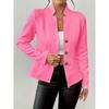 QICED Women's Vintage Casual Solid Color Print Autumn Winter Long Sleeve POLO Neck Jackets & Coats
