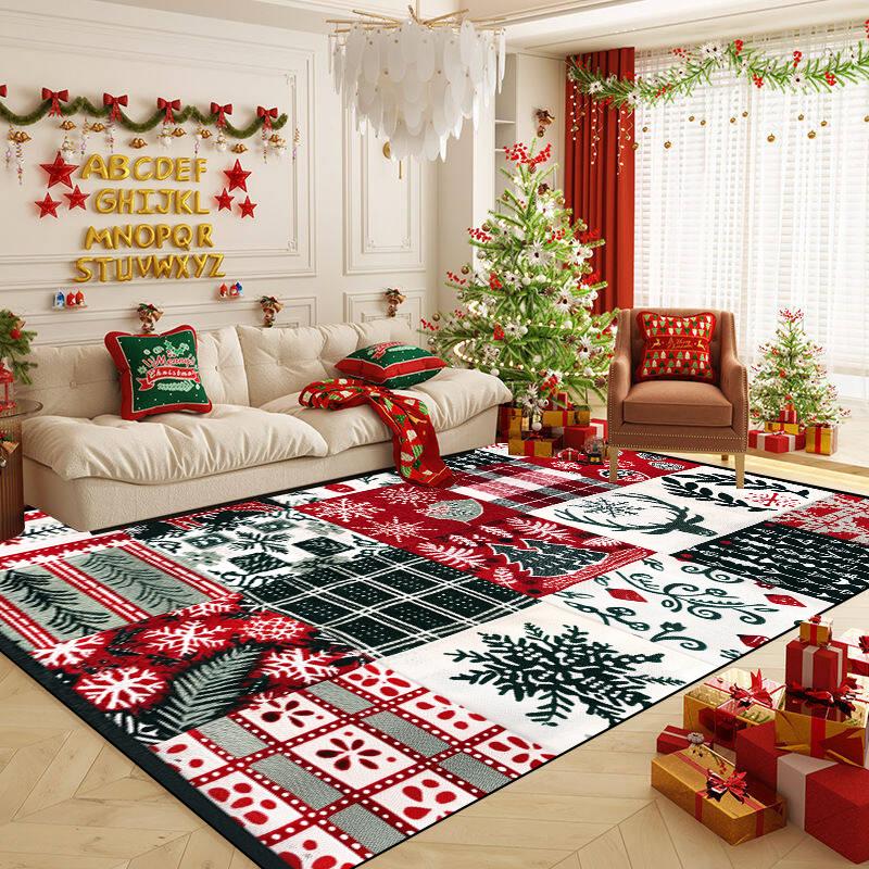Christmas Tree Decor Rug Large Living Room Decoration Home Carpet Cartoon Children's Bedroom Mat Non-slip Lounge Rug Customized