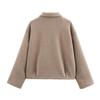 European & American Women's Fashion Casual Pleated Zipper Wool Jacket